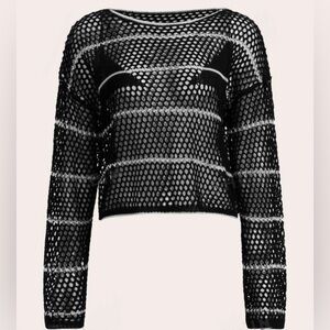 Black Mesh Knitted Top